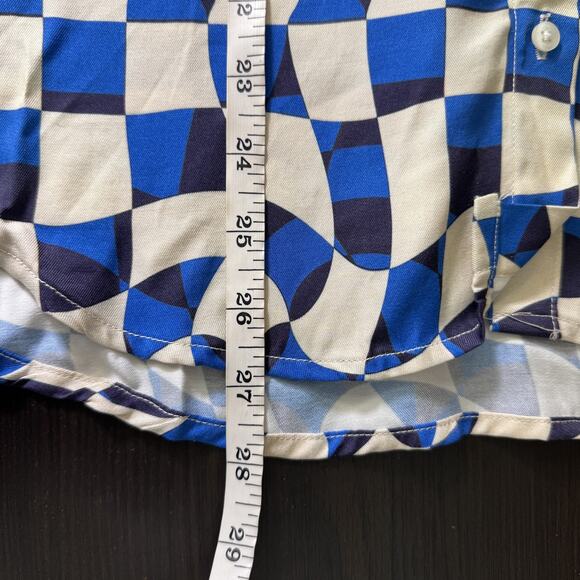 Vilagallo Shirt Womens Large Geometric Checker Top Long Sleeve Button Up Spain - Picture 12 of 13